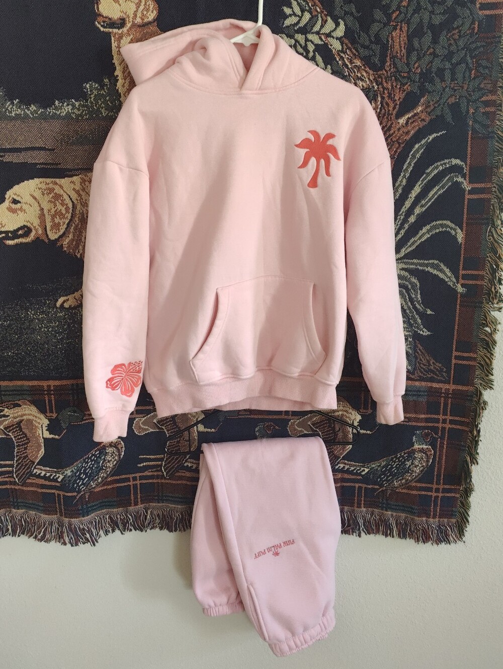 Pink Palm Puff "Everything Comes In Waves" Hoodie Size S Hoodie / XS Pants - Picture 5 of 15